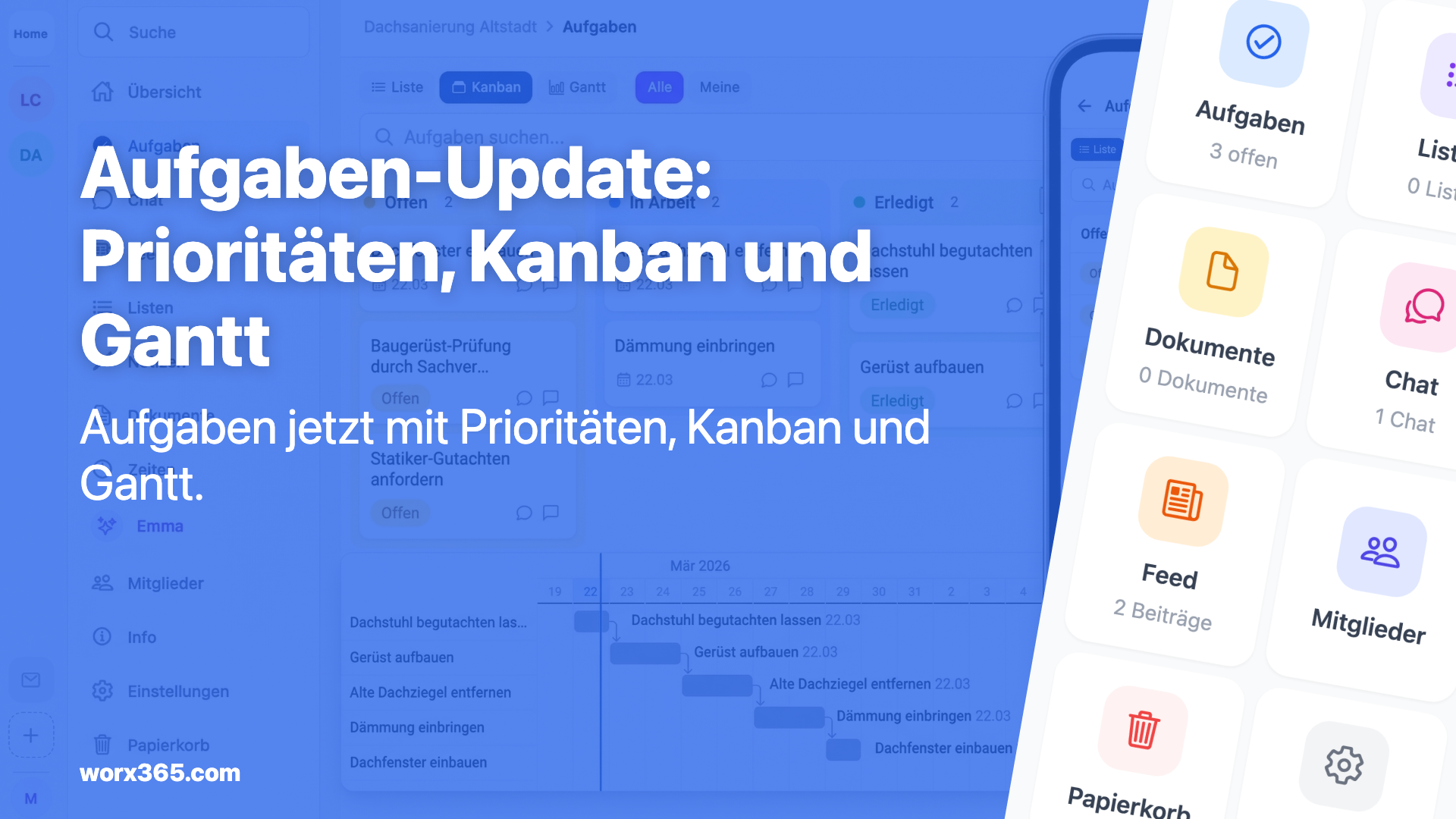 Aufgaben-Update: Prioritäten, Kanban und Gantt