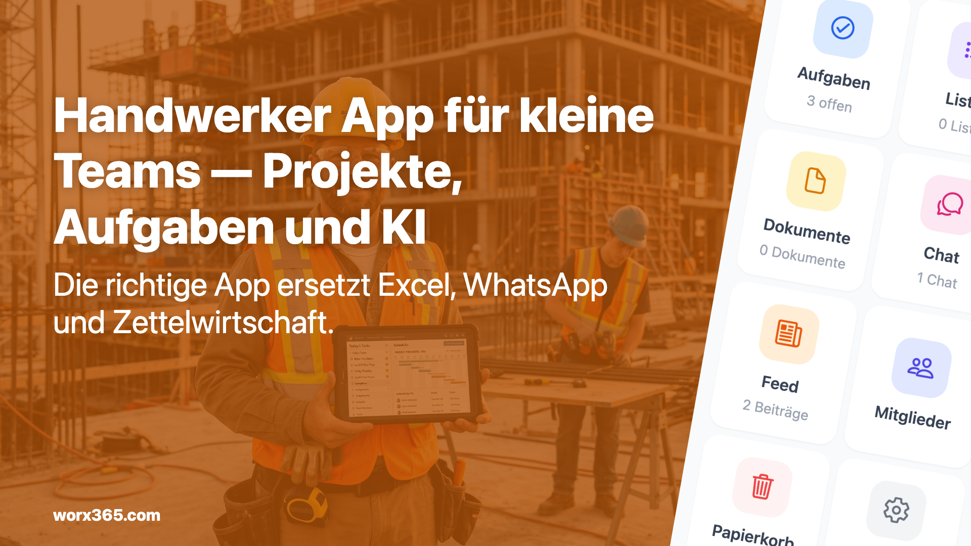 Handwerker App für kleine Teams — Projekte, Aufgaben und KI